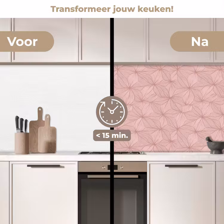 Keuken achterwand - oederroze - Bloemen - Reliëf - Textuur — 3