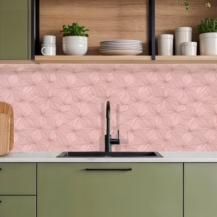 Keuken achterwand - oederroze - Bloemen - Reliëf - Textuur — 8