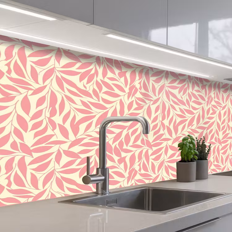 Keuken achterwand - Roze - Bladeren - Dynamisch - Patroon — 2