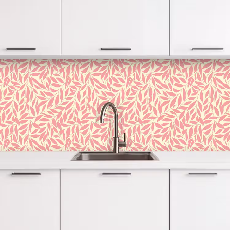 Keuken achterwand - Roze - Bladeren - Dynamisch - Patroon — 4
