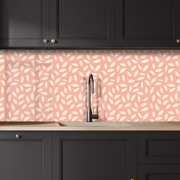 Keuken achterwand - Roze - Bladeren - Speels - Patroon — 6