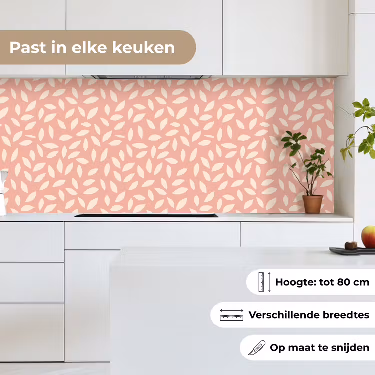 Keuken achterwand - Roze - Bladeren - Speels - Patroon — 7