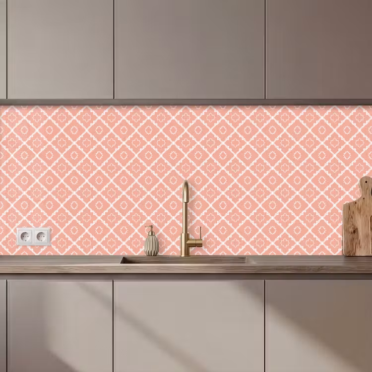 Keuken achterwand - Zalmroze - Geometrisch - Elegant - Patroon — 1
