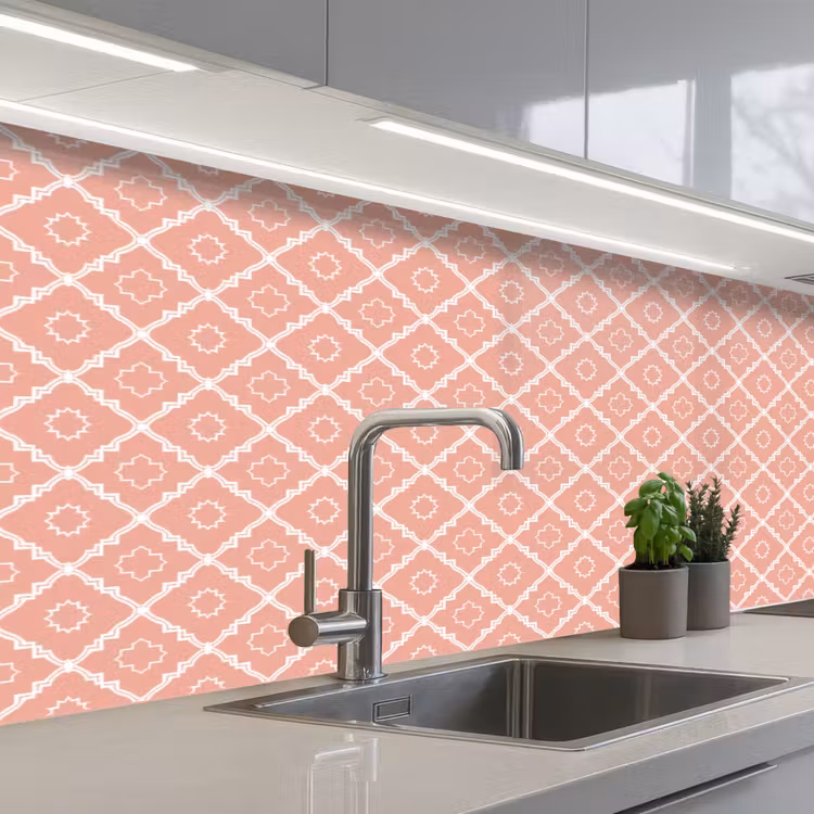 Keuken achterwand - Zalmroze - Geometrisch - Elegant - Patroon — 2