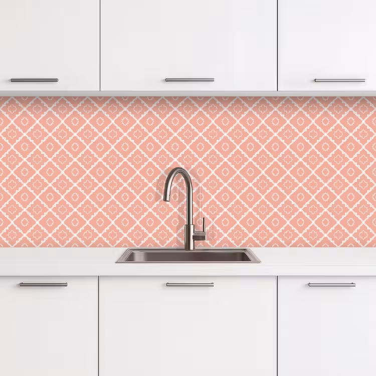 Keuken achterwand - Zalmroze - Geometrisch - Elegant - Patroon — 4