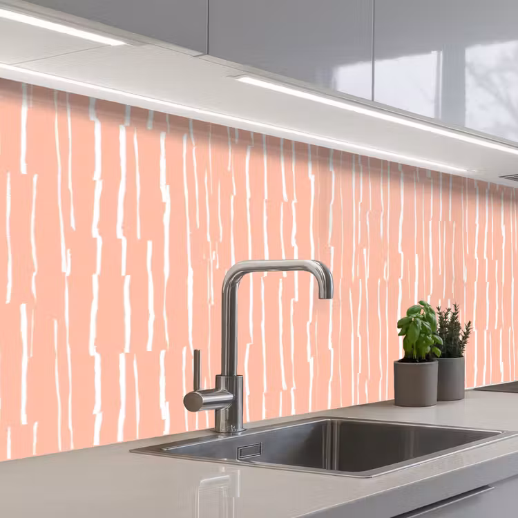 Keuken achterwand - Zalmroze - Strepen - Handgetekend - Patroon — 2