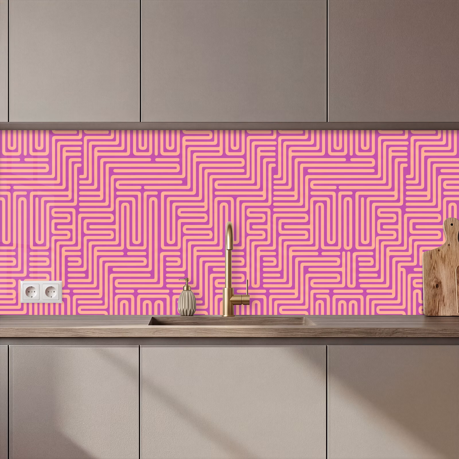 Keuken achterwand - Patroon - Lijnen - Abstract - Modern - Paars — 1