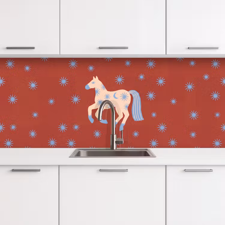 Keuken achterwand - Dieren - Sterren - Maan - Abstract - Rood — 4