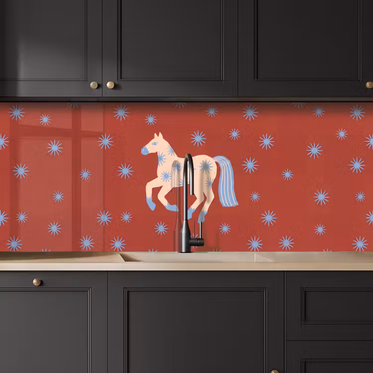 Keuken achterwand - Dieren - Sterren - Maan - Abstract - Rood — 6