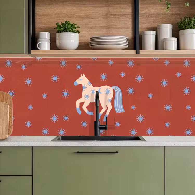 Keuken achterwand - Dieren - Sterren - Maan - Abstract - Rood — 8