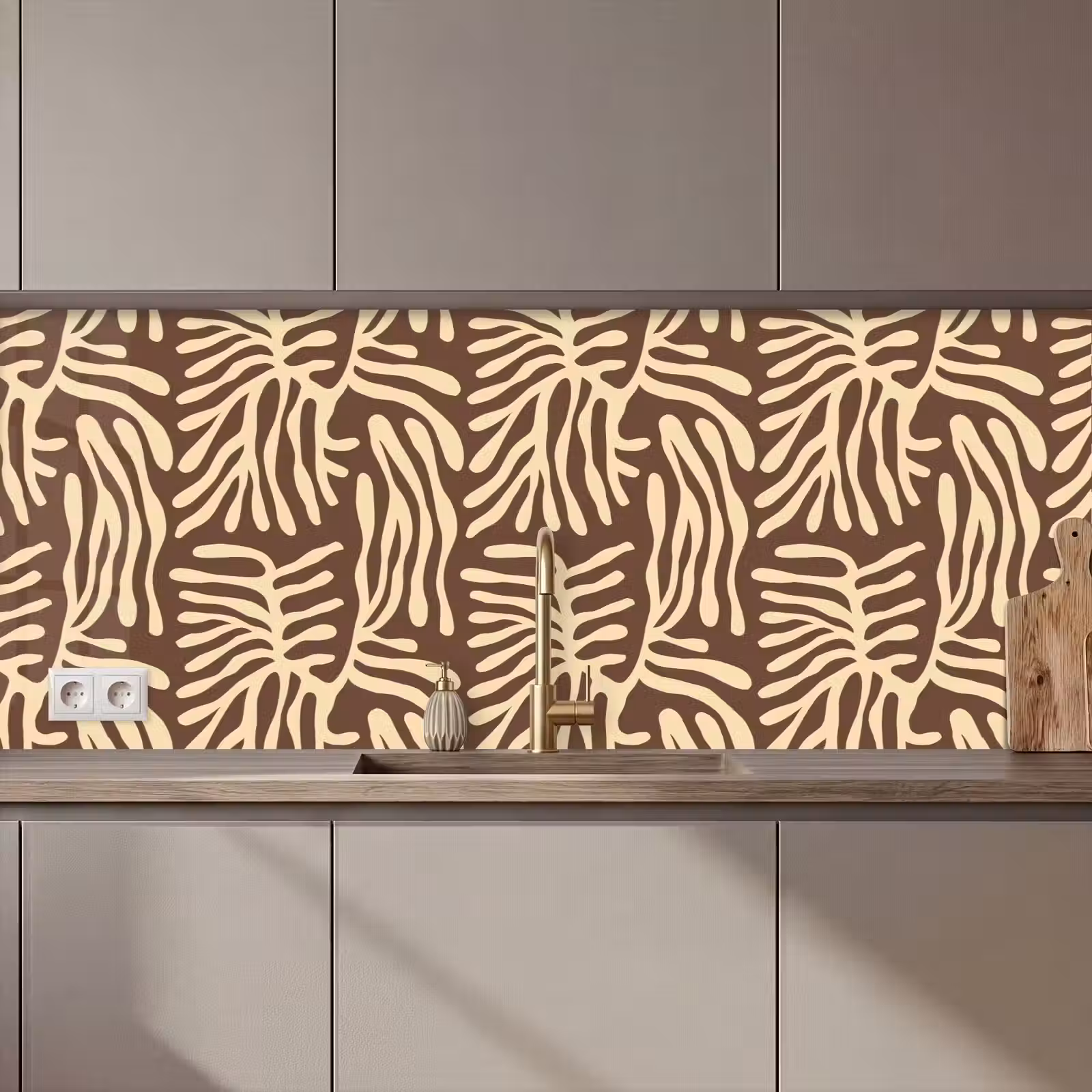 Keuken achterwand - Bruin - Koraal - Expressief - Patroon — 1