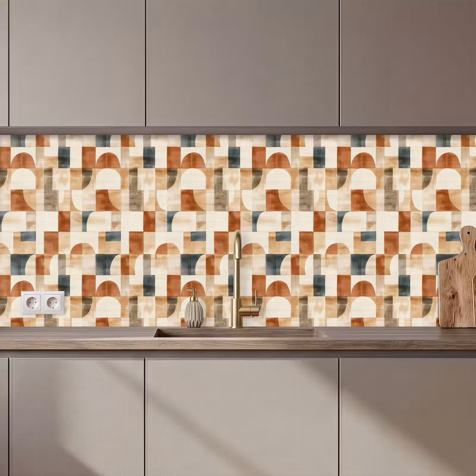 Keuken achterwand - Terracotta - Geometrisch - Aquarel - Textuur — 1