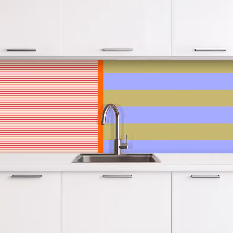 Keuken achterwand - Abstract - Geometrie - Strepen - Blokken - Rood — 4