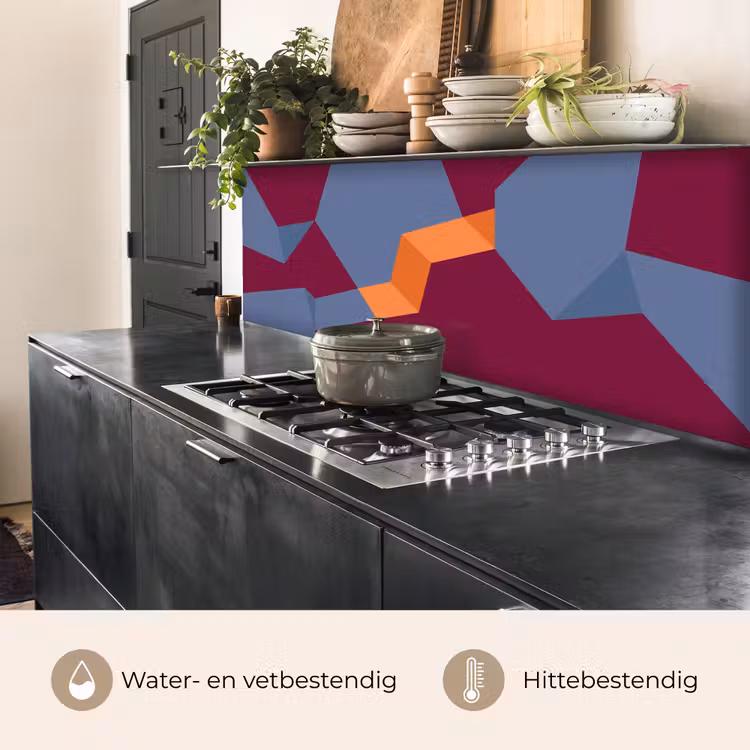 Keuken achterwand - Abstract - Vormen - Modern - Blauw - Oranje — 5