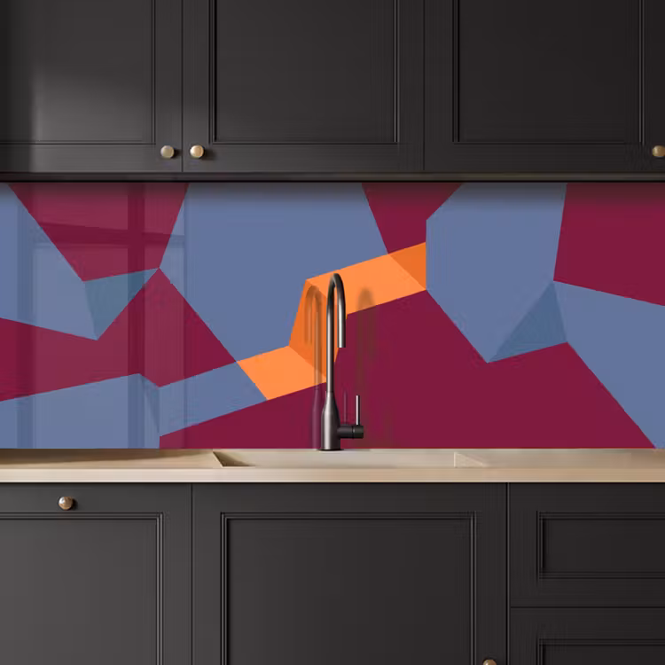 Keuken achterwand - Abstract - Vormen - Modern - Blauw - Oranje — 6