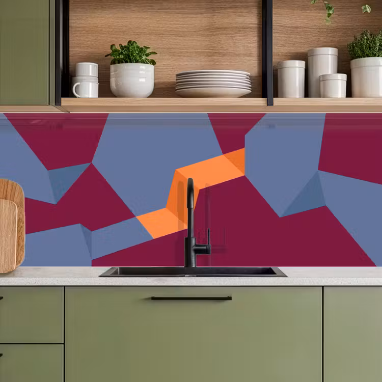 Keuken achterwand - Abstract - Vormen - Modern - Blauw - Oranje — 8
