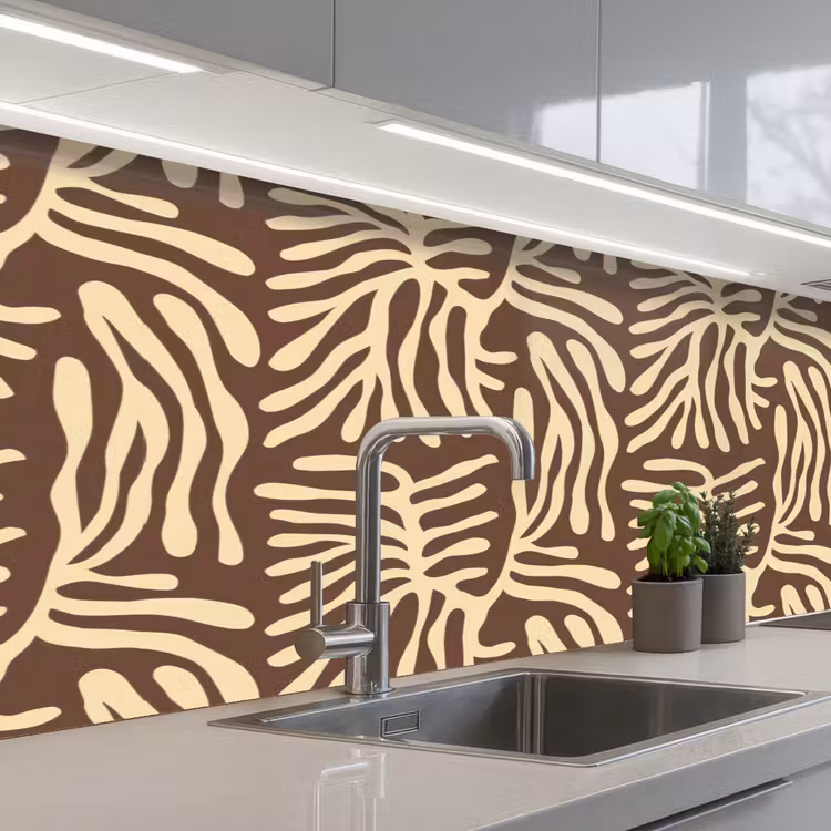Keuken achterwand - Bruin - Koraal - Expressief - Patroon — 2