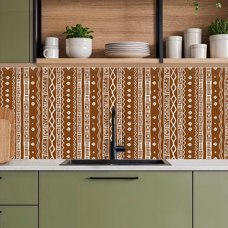 Keuken achterwand - Chocoladebruin - Etnisch - Tribaal - Patroon — 8