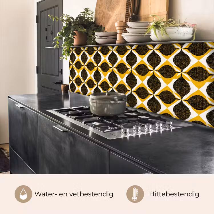 Keuken achterwand - Geel - Zwart - Geometrisch - Retro - Textuur — 5