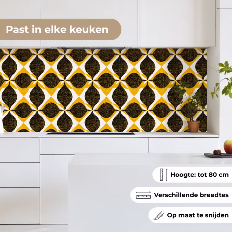 Keuken achterwand - Geel - Zwart - Geometrisch - Retro - Textuur — 7
