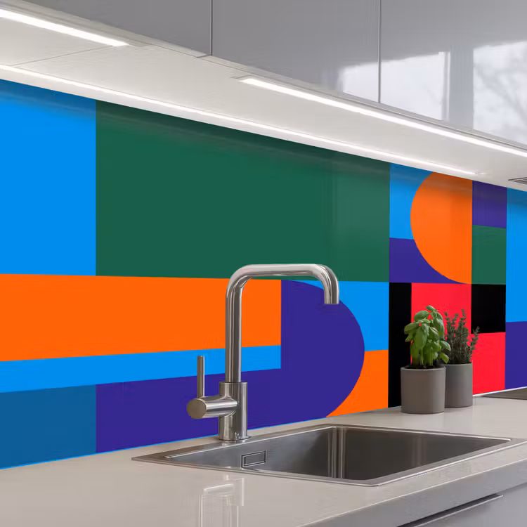 Keuken achterwand - Geometrisch - Abstract - Vormen - Kleurrijk - Modern — 2