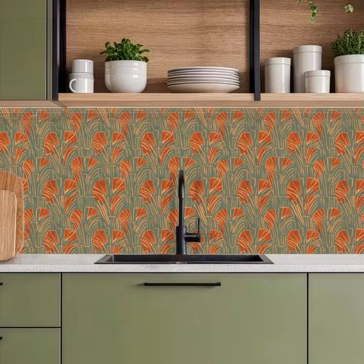 Keuken achterwand - Groen - Terracotta - Deco - Waaiers — 8