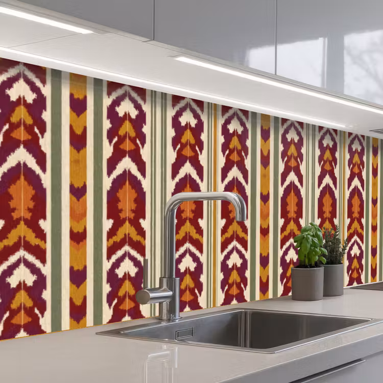Keuken achterwand - Ikat - Bordeauxrood - Etnisch - Patroon — 2