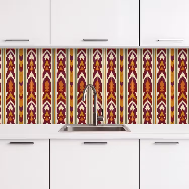 Keuken achterwand - Ikat - Bordeauxrood - Etnisch - Patroon — 4