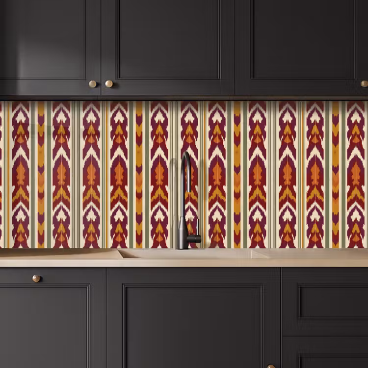 Keuken achterwand - Ikat - Bordeauxrood - Etnisch - Patroon — 6