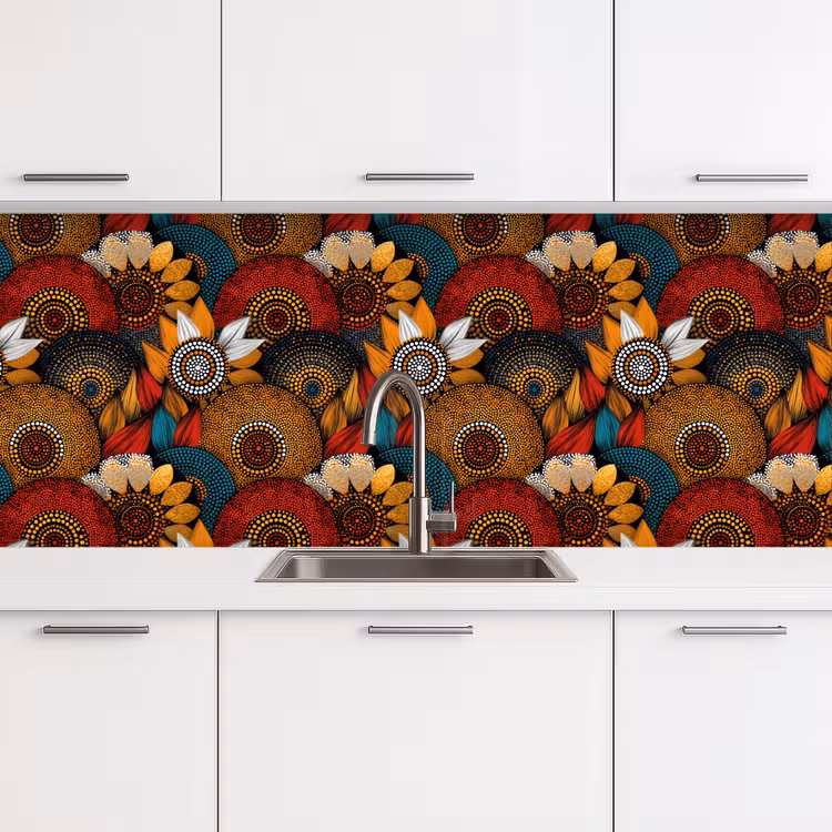 Keuken achterwand - Kleurrijk - Aboriginal - Dot Painting - Botanisch - Patroon — 4