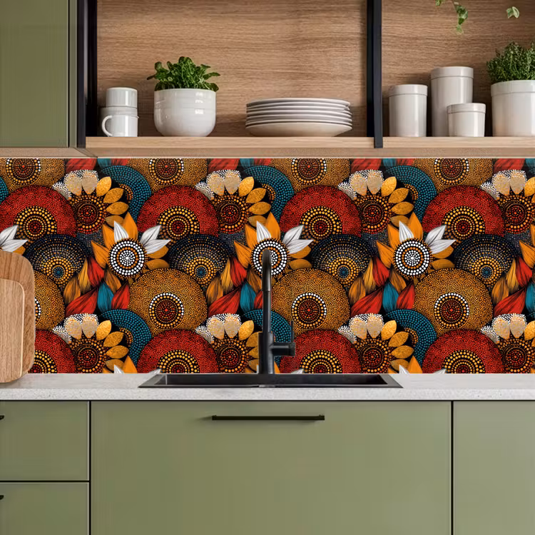 Keuken achterwand - Kleurrijk - Aboriginal - Dot Painting - Botanisch - Patroon — 8