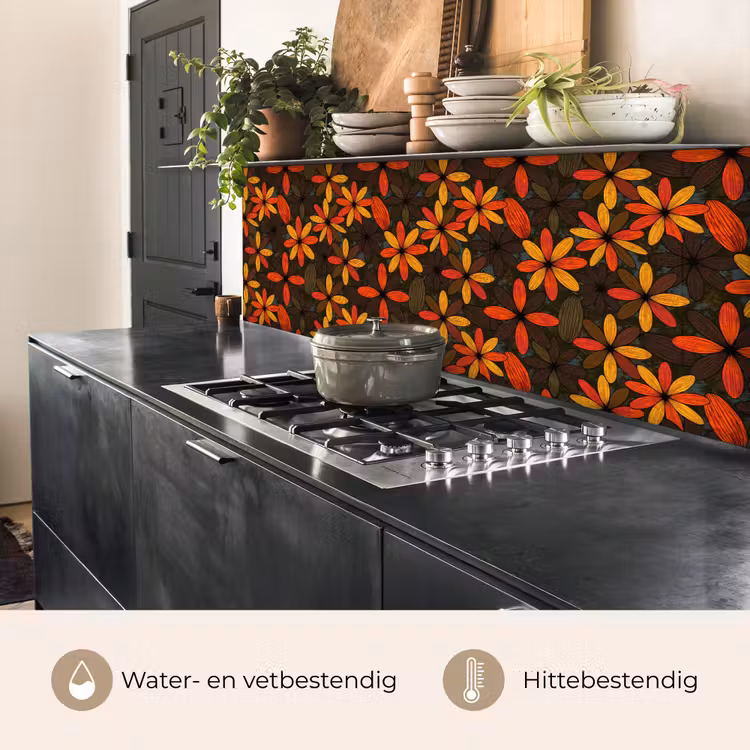 Keuken achterwand - Oranje - Retro - Bloemen - Herfst — 5