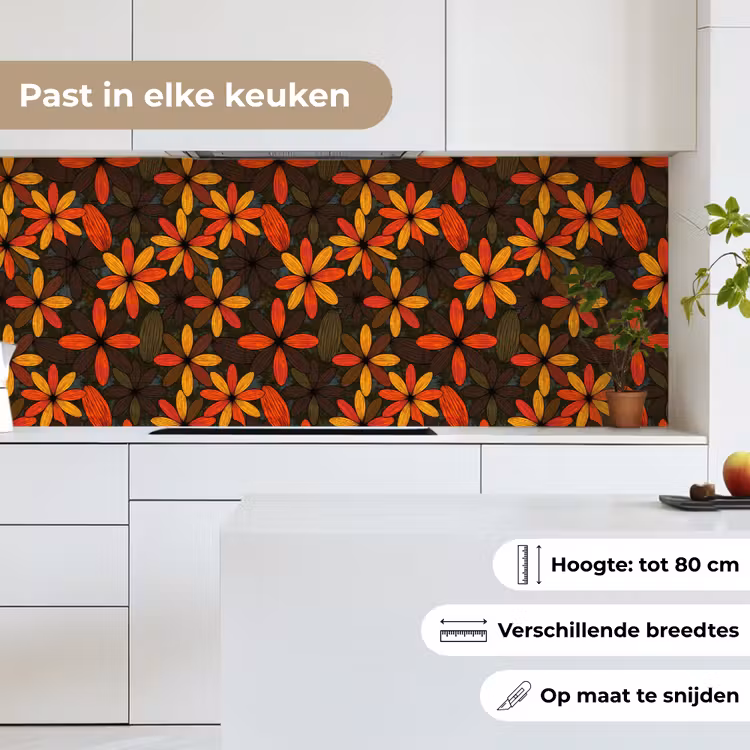 Keuken achterwand - Oranje - Retro - Bloemen - Herfst — 7
