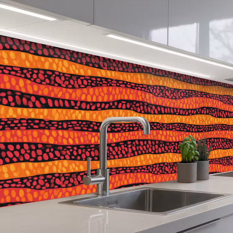 Keuken achterwand - Oranje - Roze - Expressief - Patroon — 2