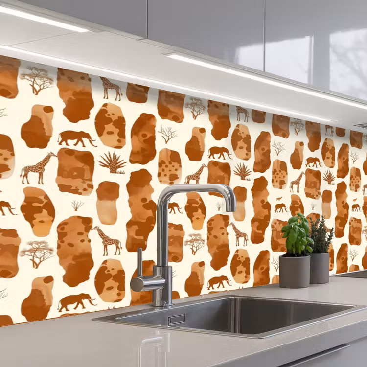 Keuken achterwand - Terracotta - Safari - Dieren - Patroon — 2