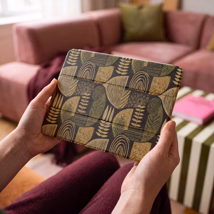 iPad hoes - Zwart - Okergeel - Botanisch - Textuur — 3