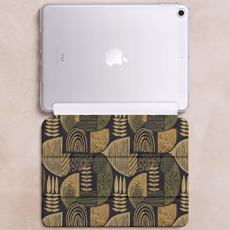 iPad hoes - Zwart - Okergeel - Botanisch - Textuur — 6