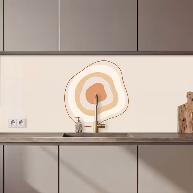 Keuken achterwand - Abstract - Organisch - Modern - Beige - Kunst — 1