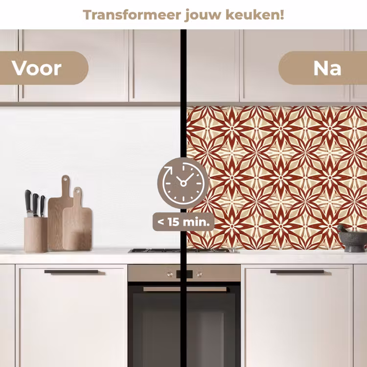 Keuken achterwand - Bordeauxrood - Geometrisch - Tegel - Patroon — 3