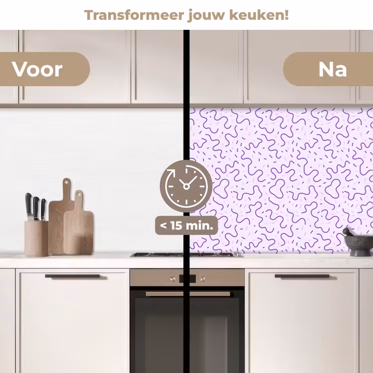Keuken achterwand - Paars - Abstract - Memphis - Retro - Spikkels - Patroon — 3