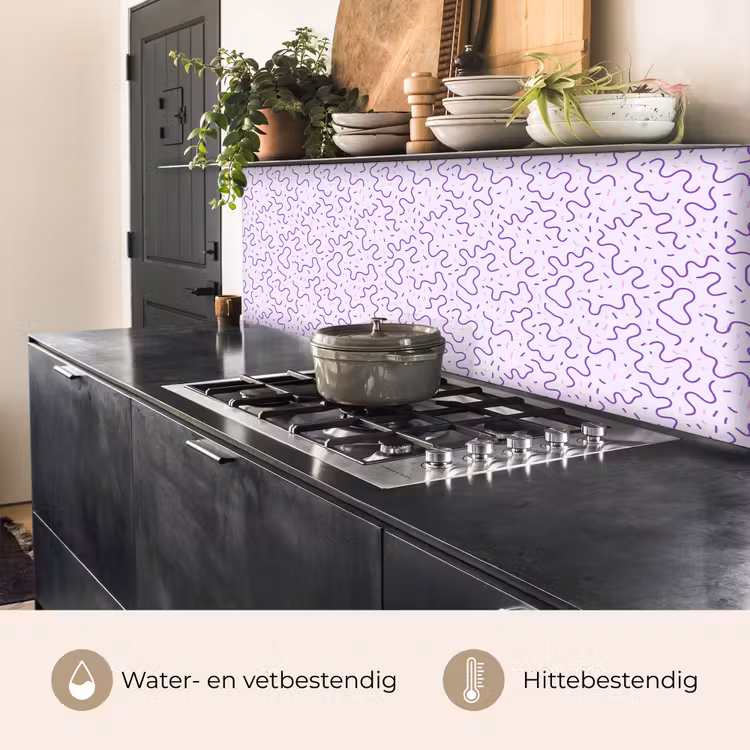 Keuken achterwand - Paars - Abstract - Memphis - Retro - Spikkels - Patroon — 5
