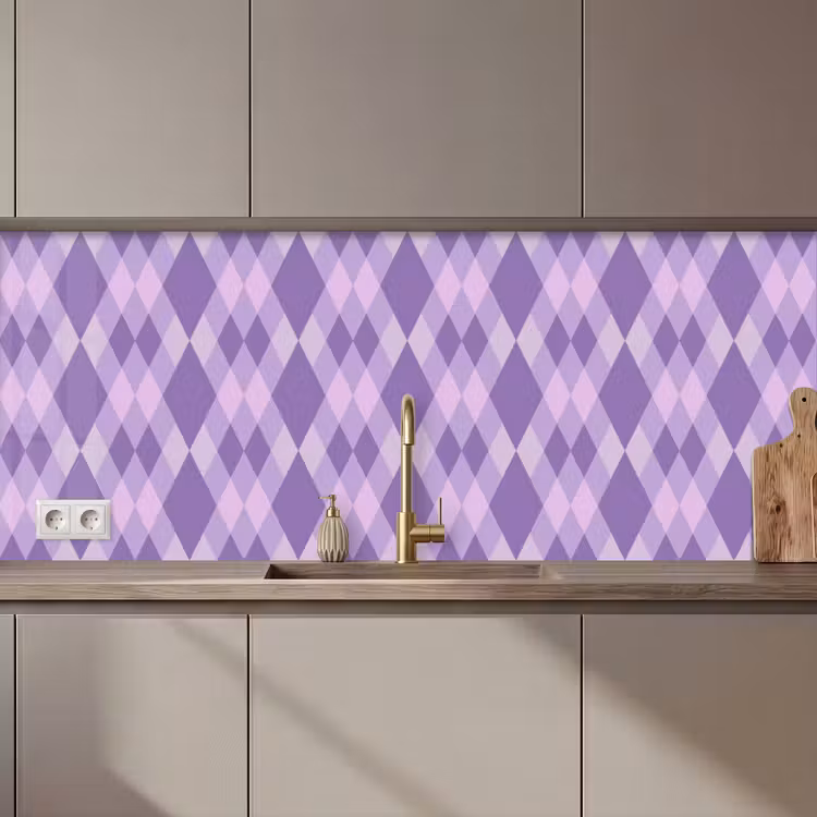 Keuken achterwand - Paars - Geometrisch - Ruiten - Argyle - Patroon — 1