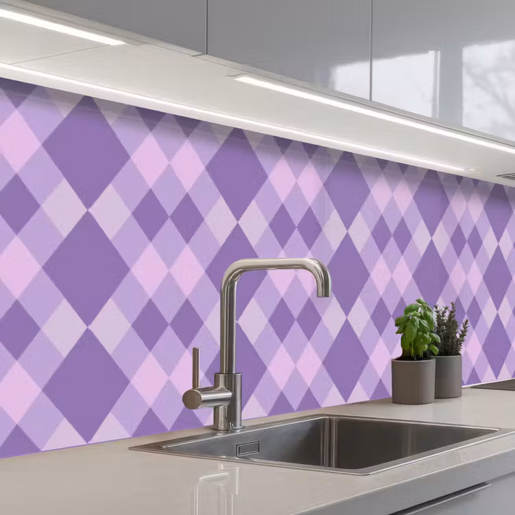 Keuken achterwand - Paars - Geometrisch - Ruiten - Argyle - Patroon — 2