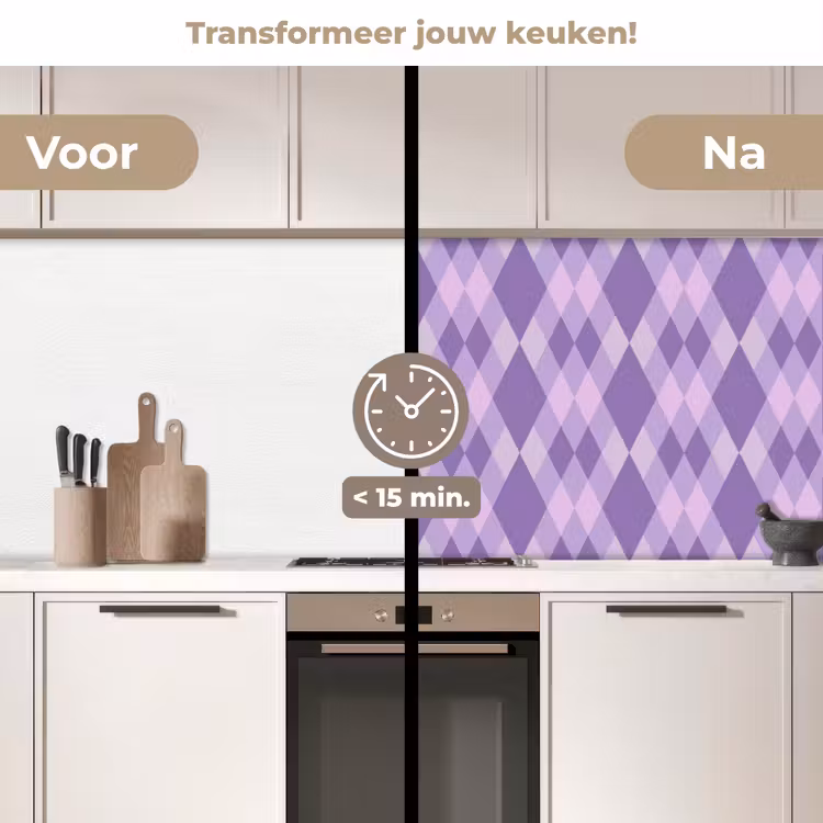 Keuken achterwand - Paars - Geometrisch - Ruiten - Argyle - Patroon — 3