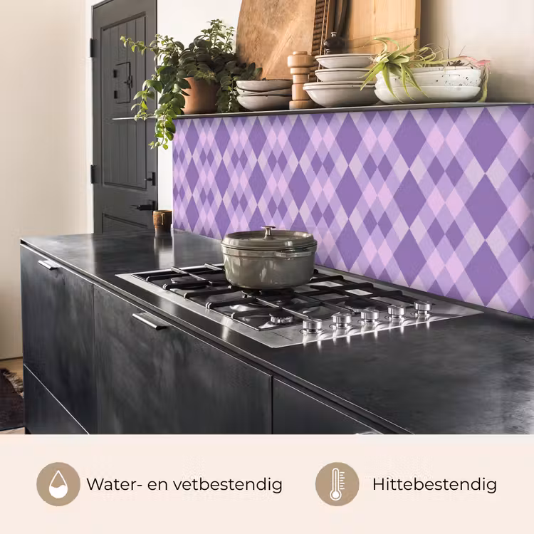 Keuken achterwand - Paars - Geometrisch - Ruiten - Argyle - Patroon — 5