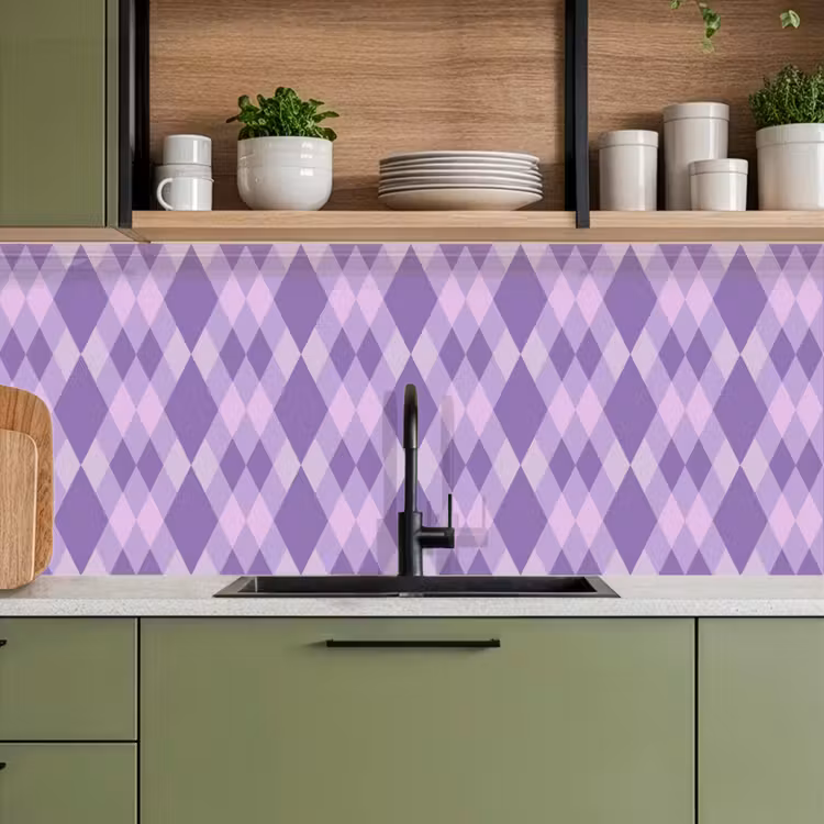 Keuken achterwand - Paars - Geometrisch - Ruiten - Argyle - Patroon — 8