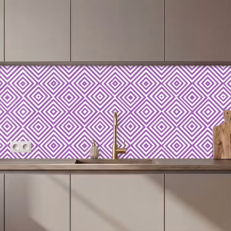Keuken achterwand - Paars - Geometrisch - Ruiten - Concentrisch - Patroon — 1
