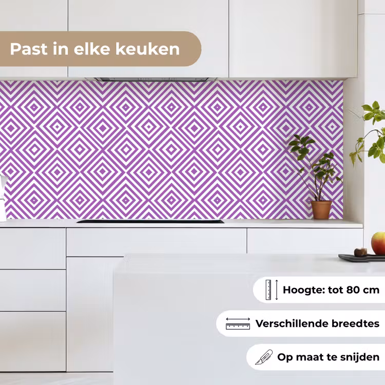 Keuken achterwand - Paars - Geometrisch - Ruiten - Concentrisch - Patroon — 7