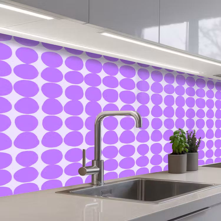 Keuken achterwand - Paars - Geometrisch - Stippen - Polka Dot - Patroon — 2