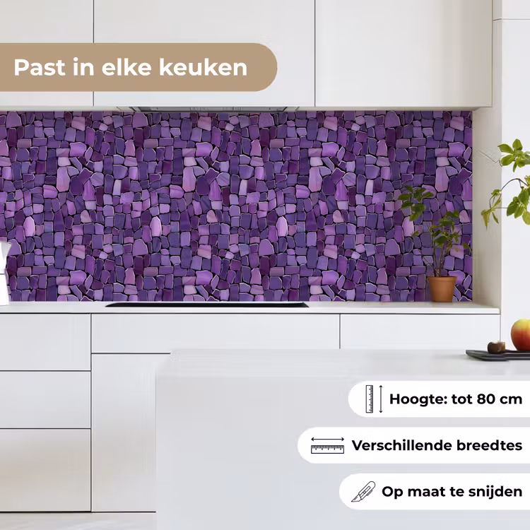 Keuken achterwand - Paars - Mozaïek - Scherven - Steen - Patroon — 7